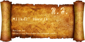 Milkó Henrik névjegykártya
